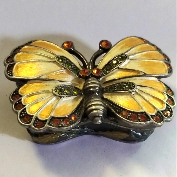 DZ Butterfly Enamel Rhinestone  Trinket Box - Picture 1 of 6